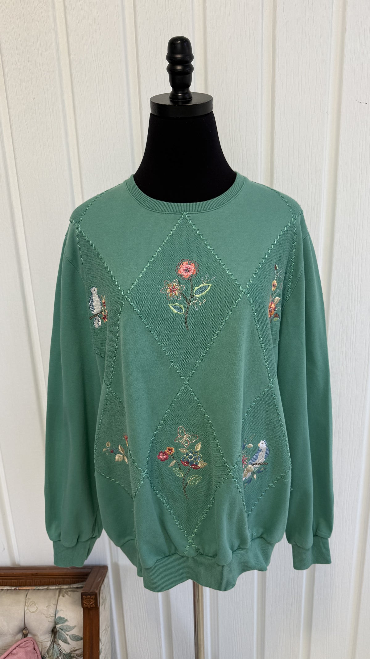 Chandail crewneck vert menthe losanges- x-large