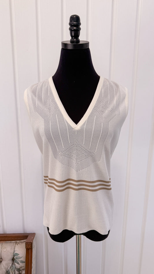 Haut sans manche tricot crème- medium