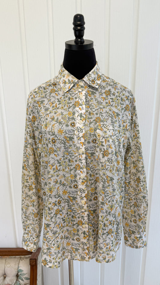 Chemisier blanc fleuris jaune- medium