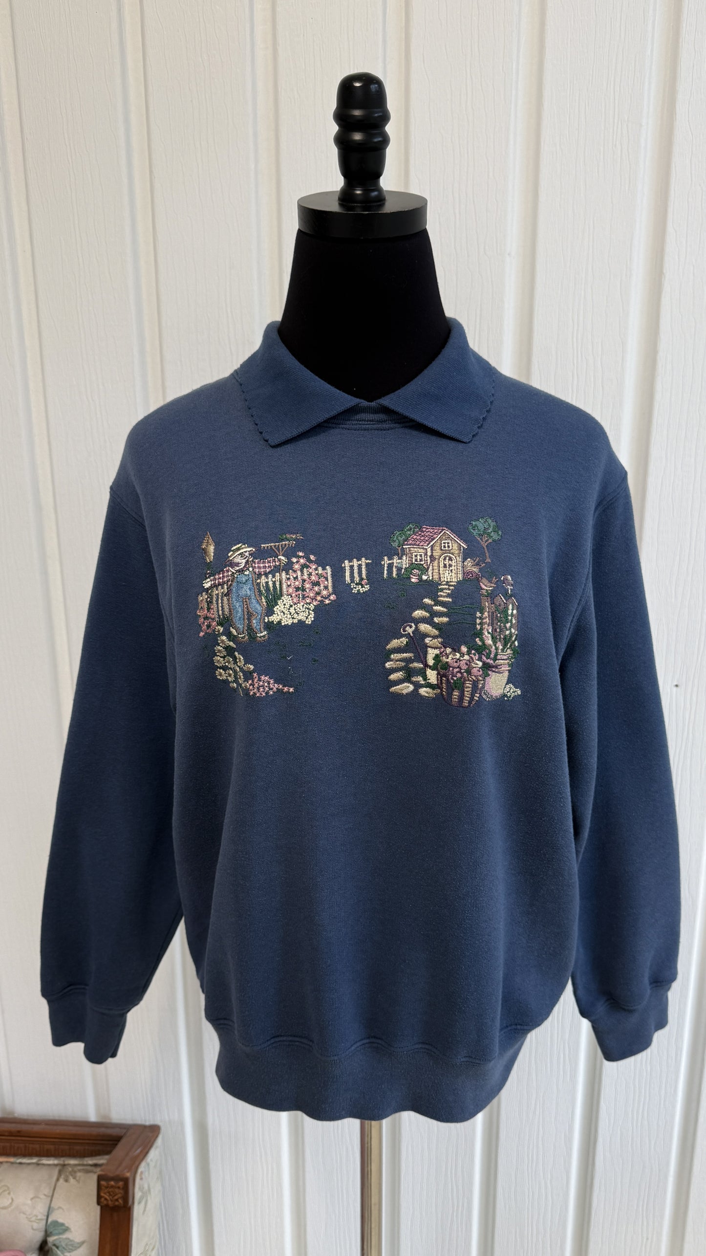 Chandail crewneck bleu jardinier- small