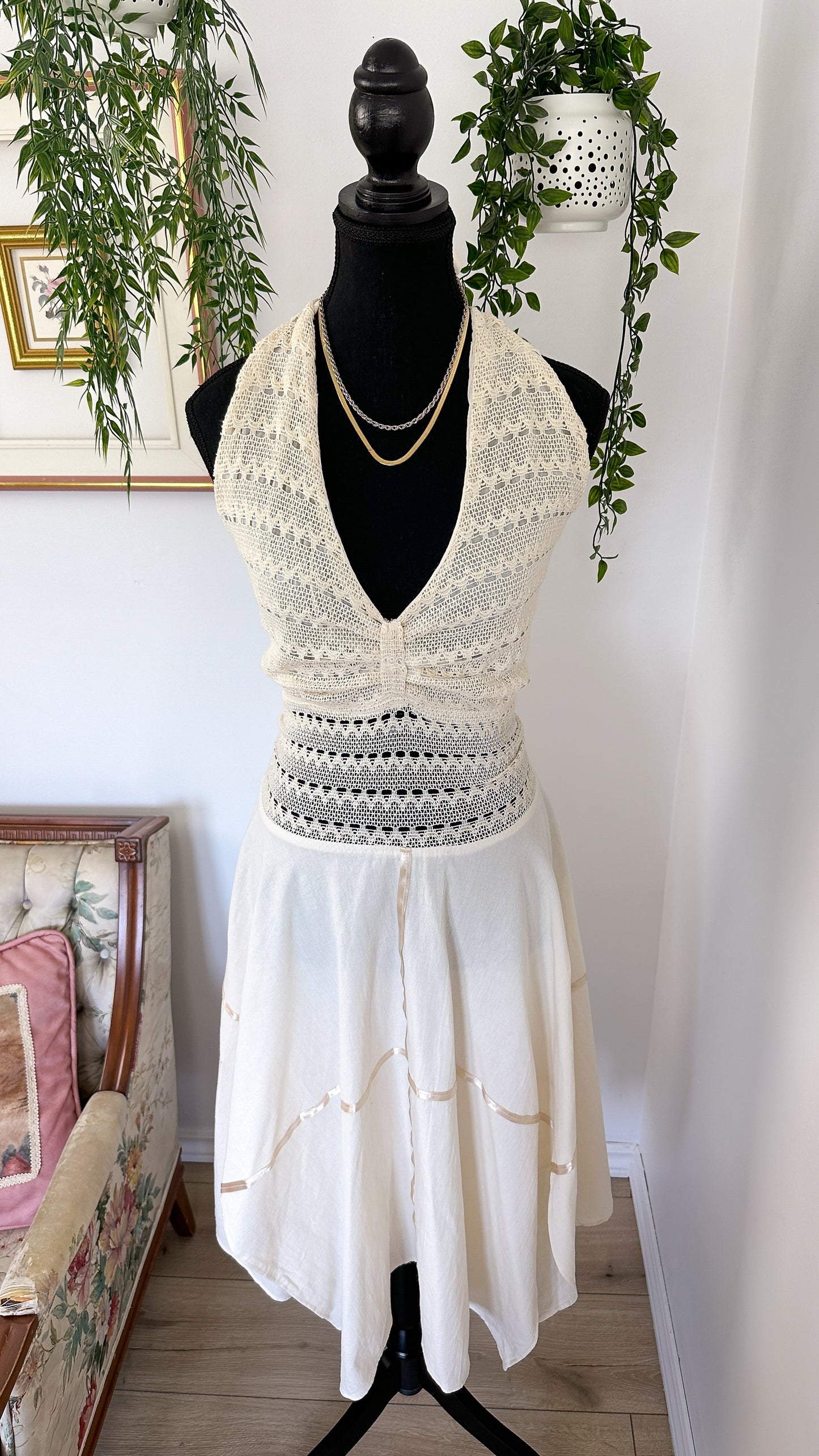 Robe beige en lin - medium