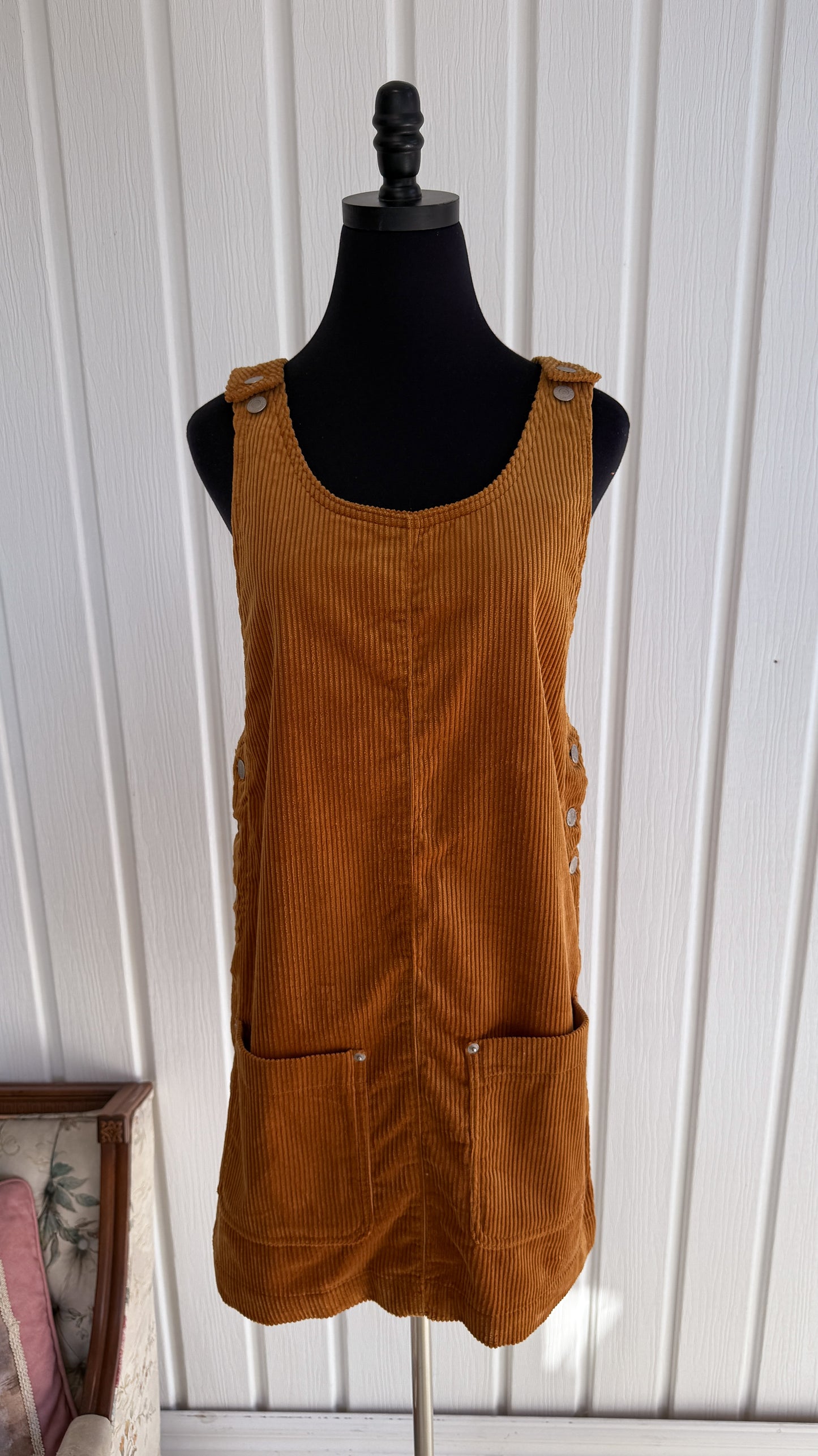 Robe salopette en corduroy caramel- small