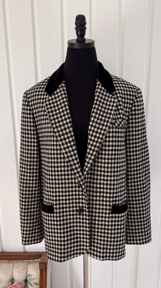 Blazer/manteau en laine noir pied-de-poule- medium
