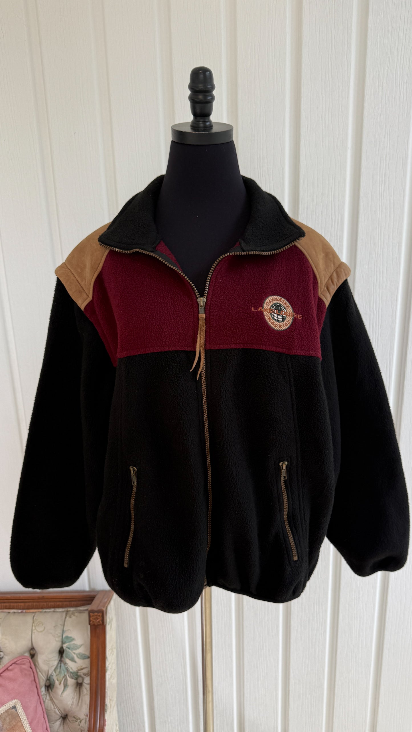 Veste en polar noir et bourgogne Lake louise- medium