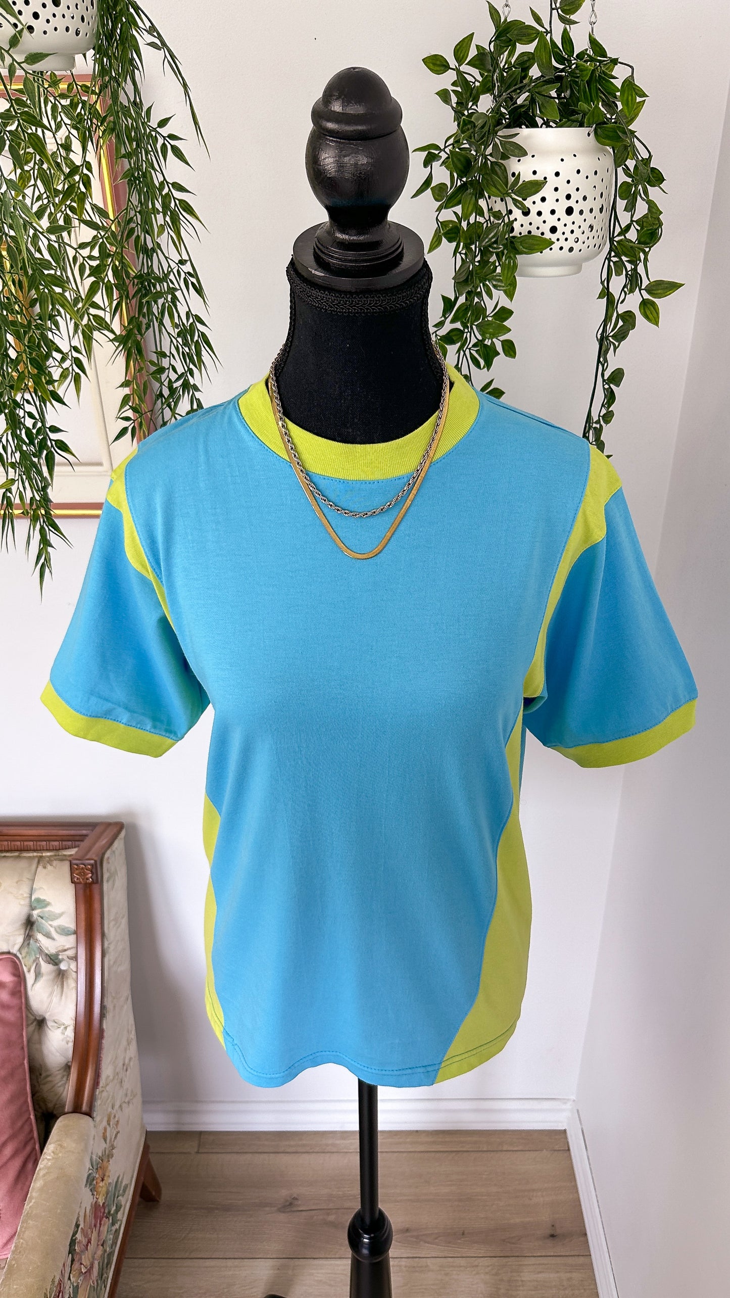Blue and green t-shirt - small