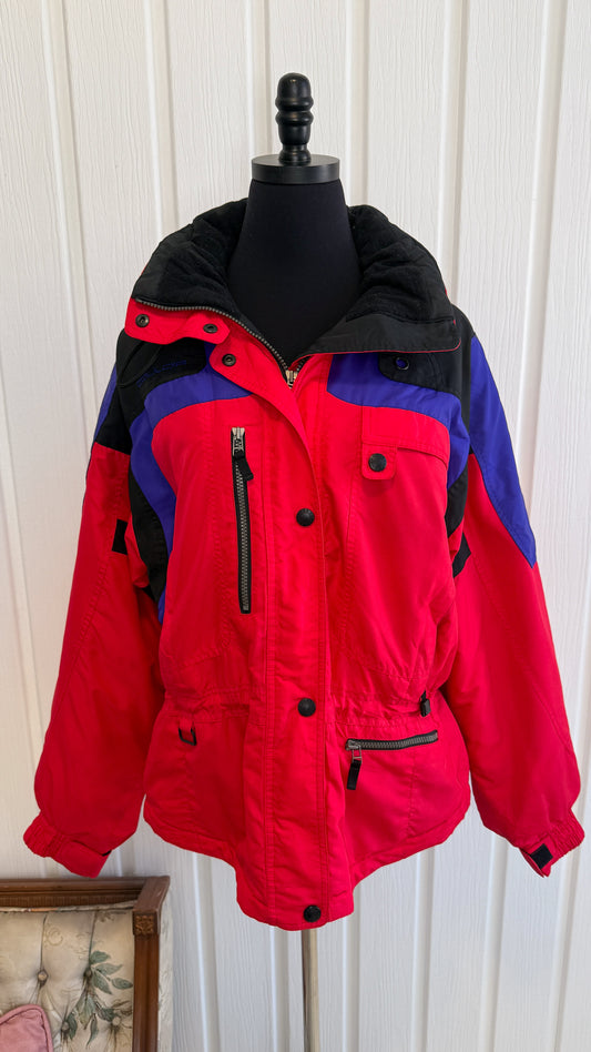 Manteau hiver rouge,mauve et noir- large