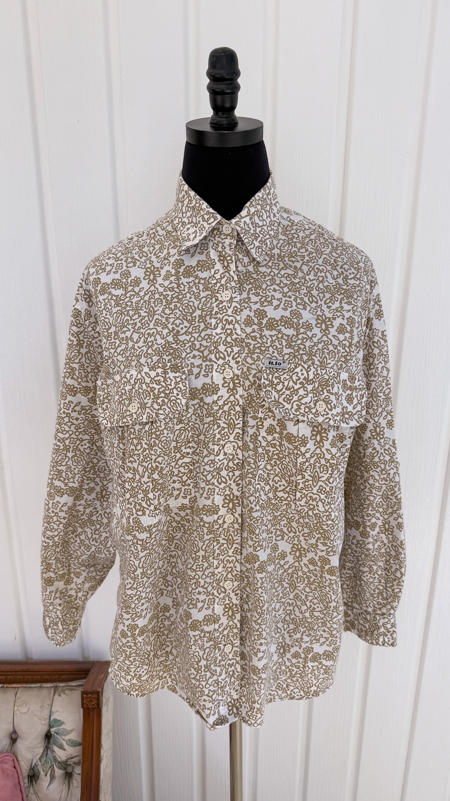 Chemisier blanc motifs beige- medium