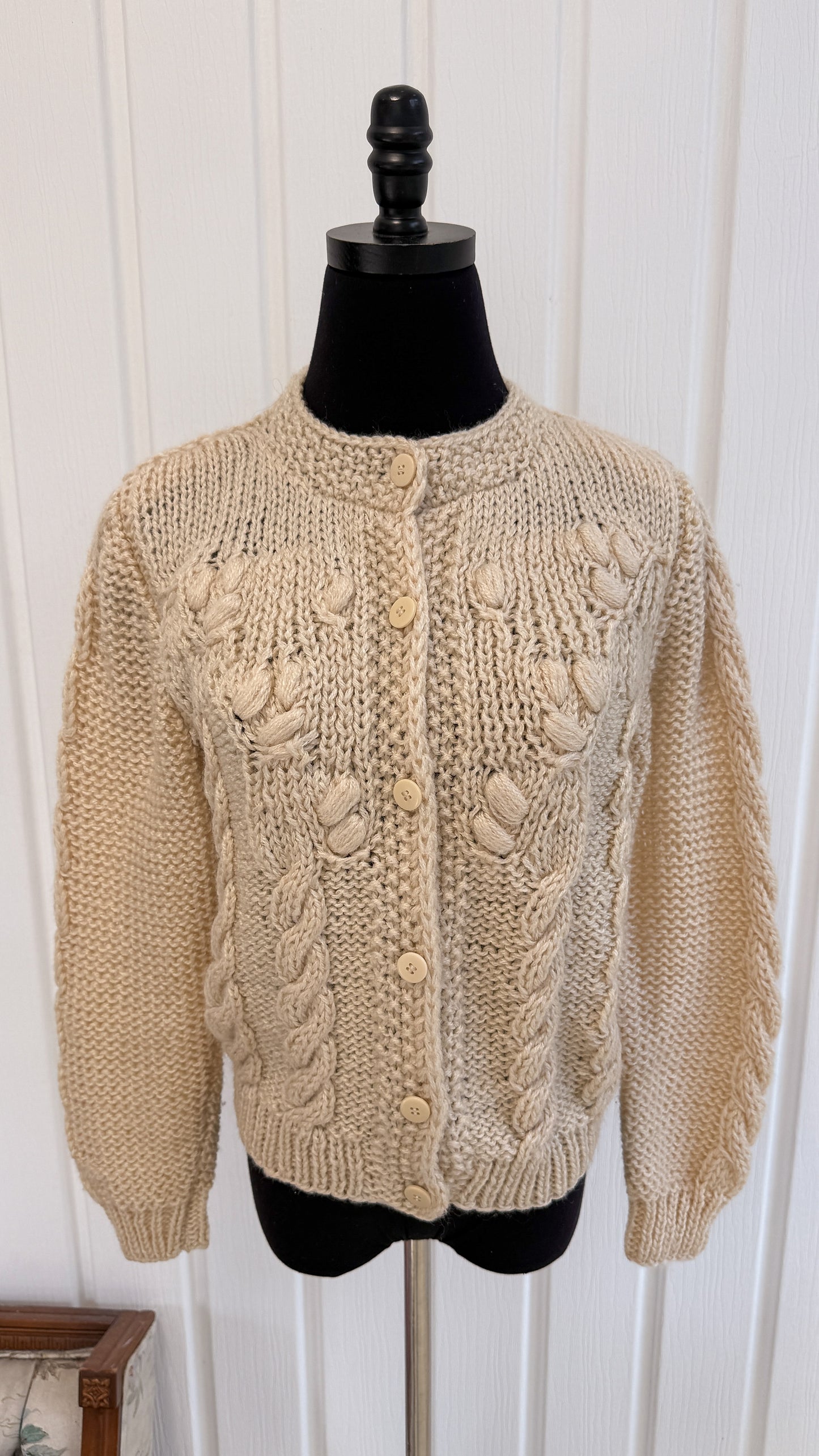 Cardigan tricot torsadé beige - small
