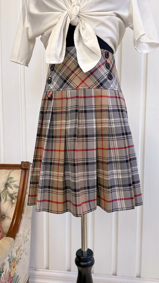 Beige and gray school skirt - small