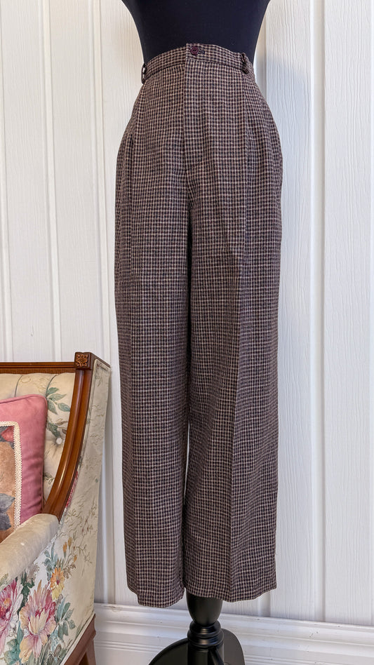 Burgundy and blue plaid pants - small