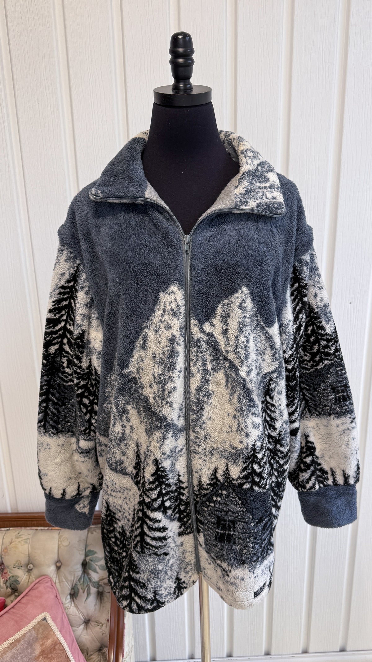 Veste en polar foret bleu- large