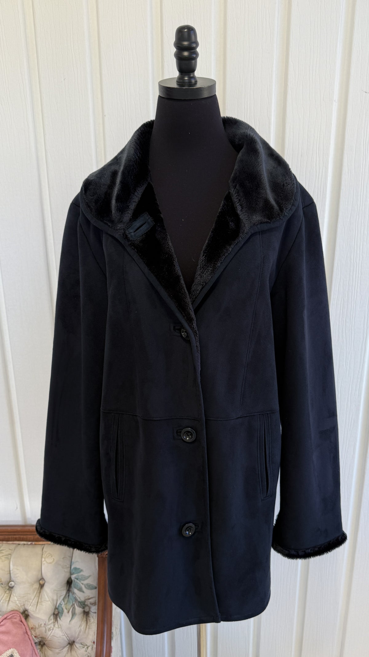 Manteau en faux suede noir - medium
