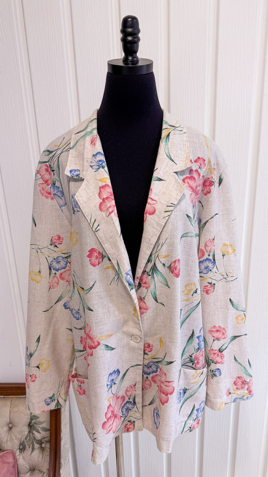 Blazer beige fleuris oversize- x-large
