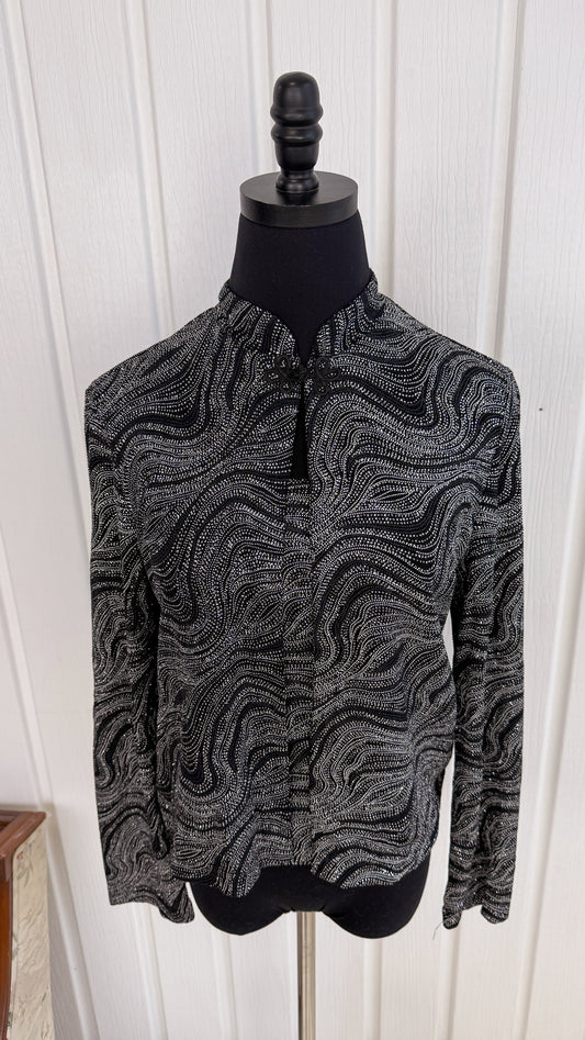 Black and silver shiny sweater - small