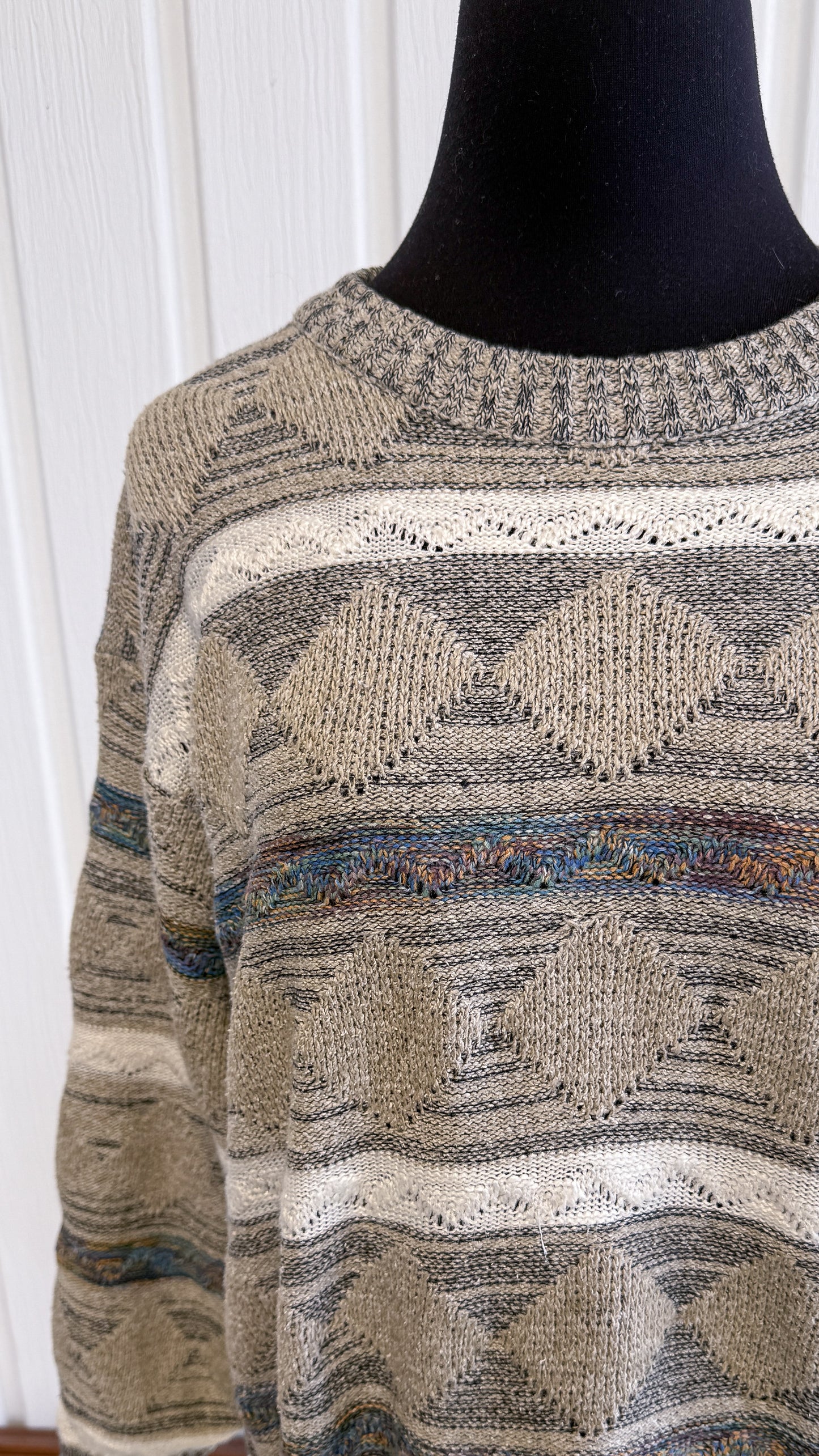 Chandail tricot beige à losanges- small