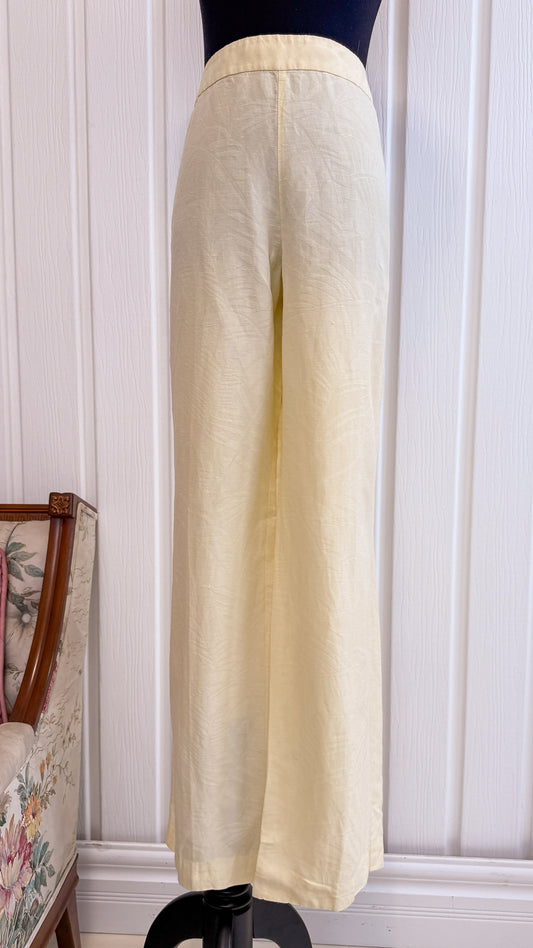 Pantalons en soie jaune pâle palmiers- large