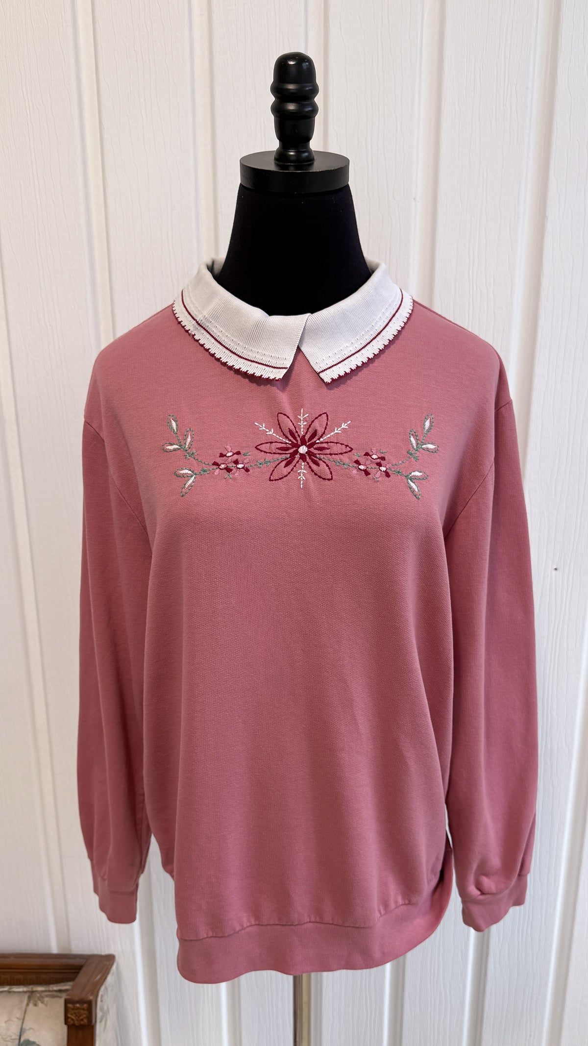 Chandail crewneck rose fleuris- large