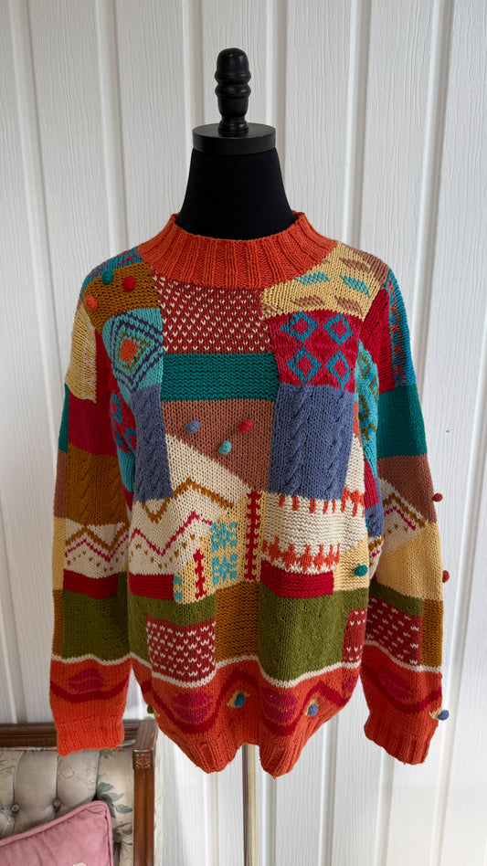 Chandail en tricot multicolore- small