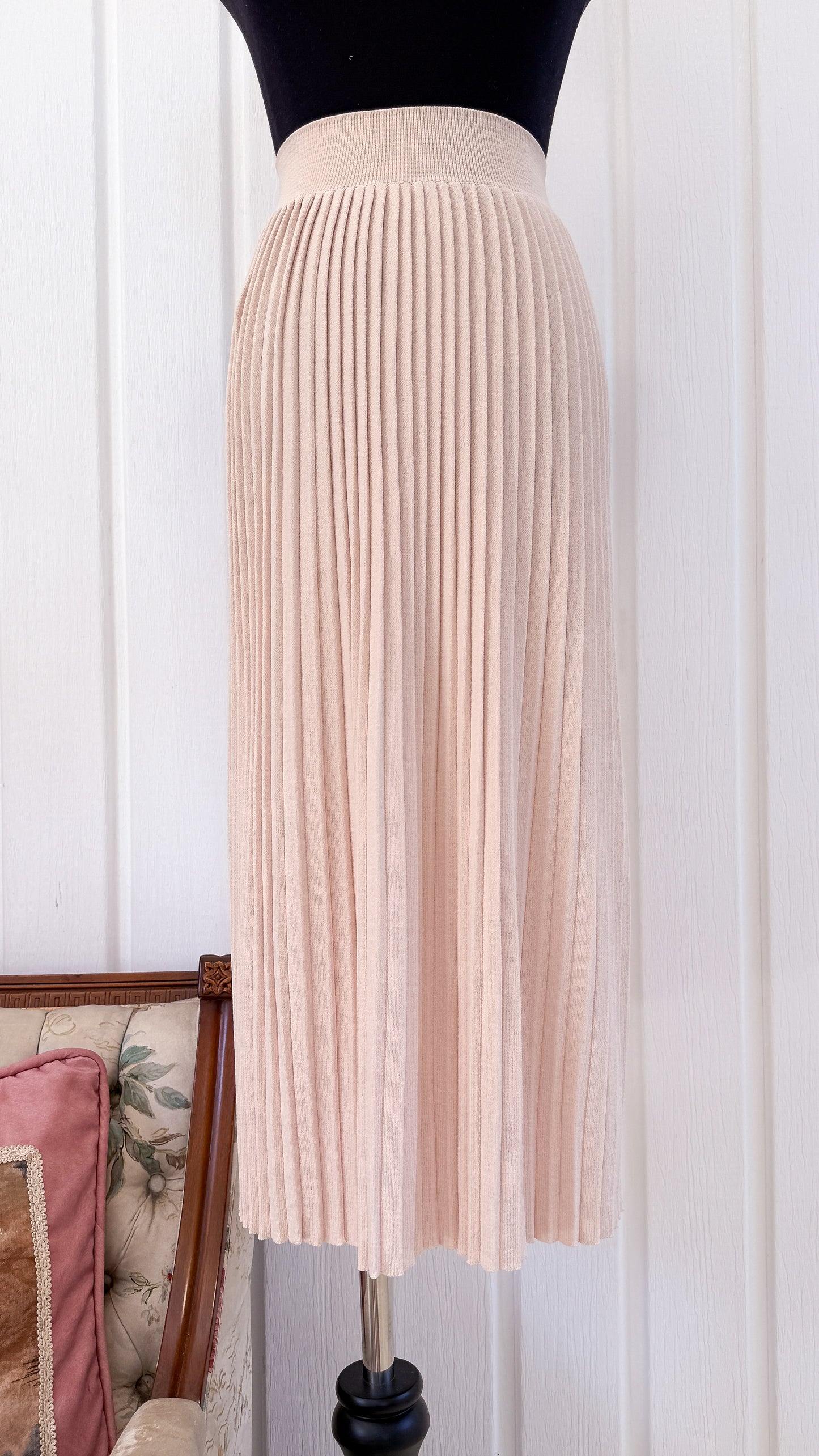 Jupe beige en tricot plissée- medium