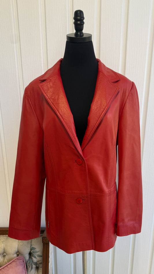 Manteau en cuir rouge - large