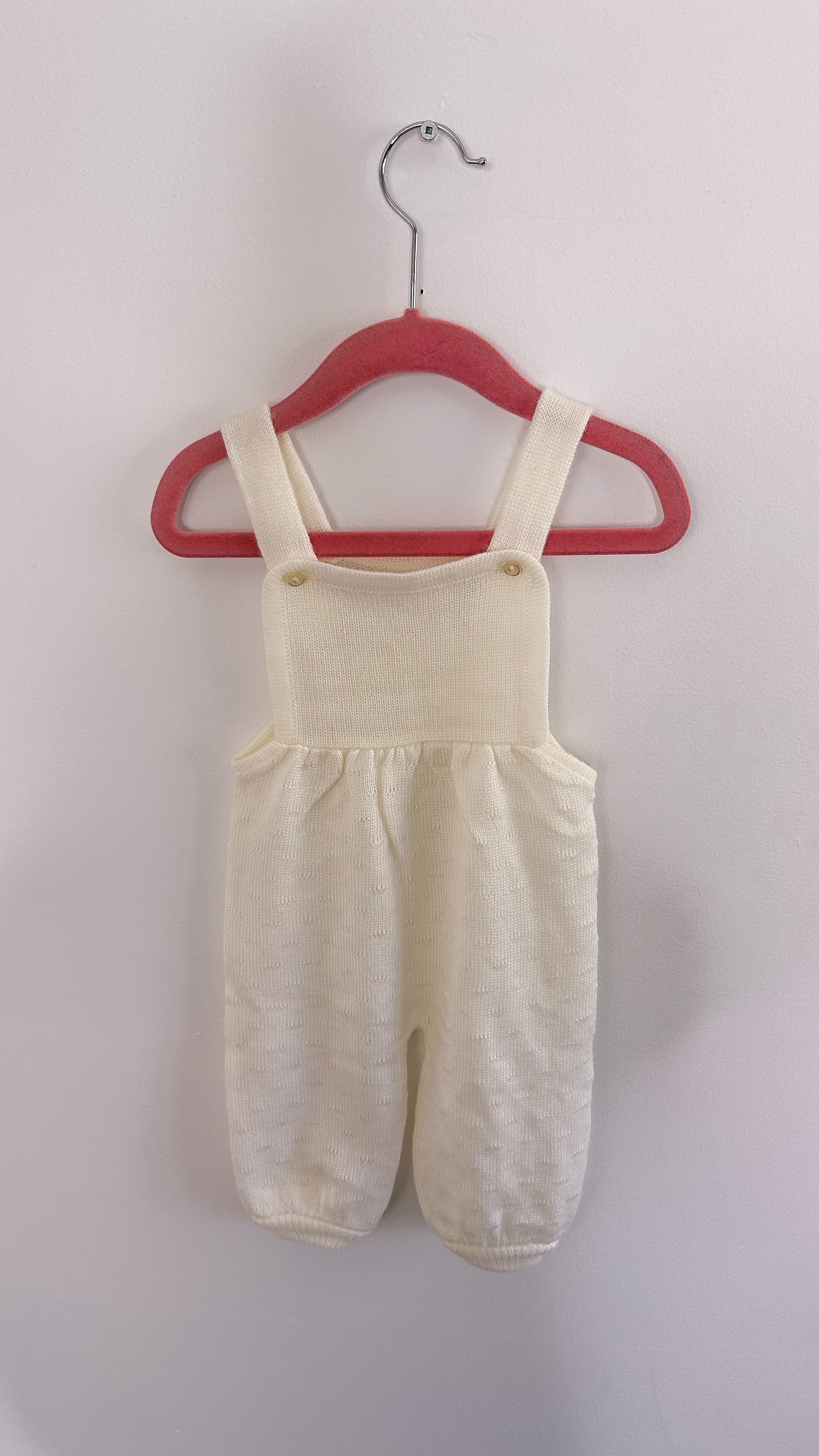 Enfants- Salopette en tricot blanc - 6m
