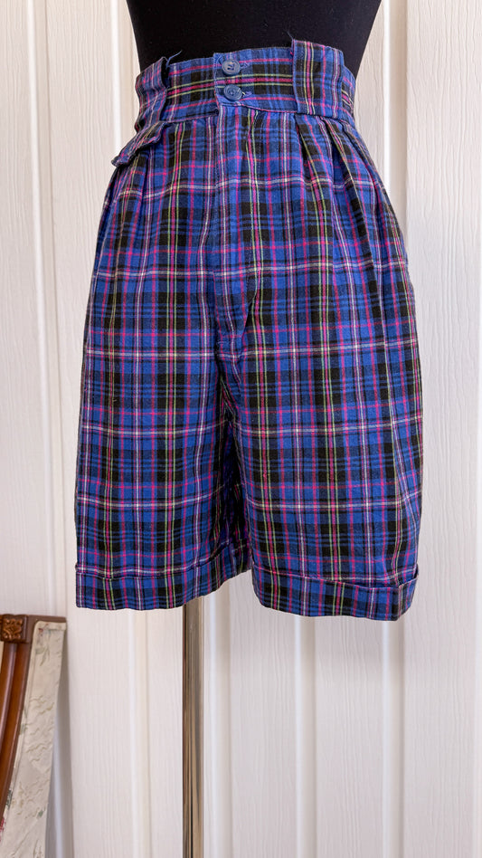 Bermuda carreauté bleu et rose- medium