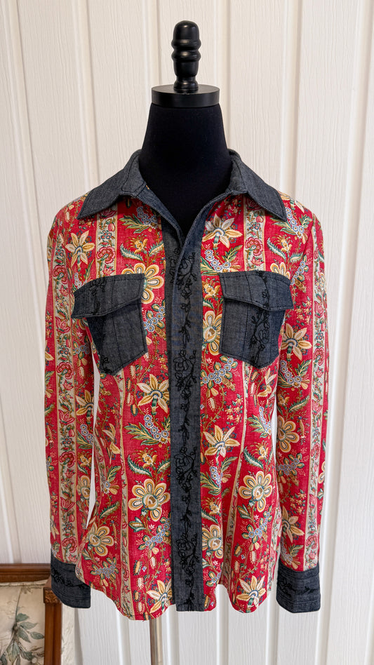 Chemisier rouge et denim- small
