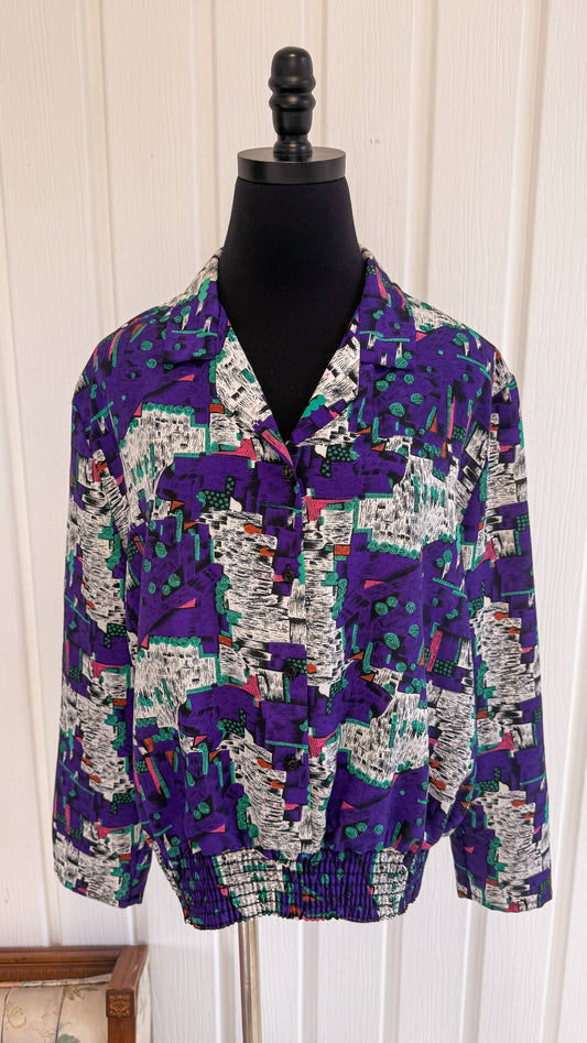 Chemisier mauve motifs retro- large