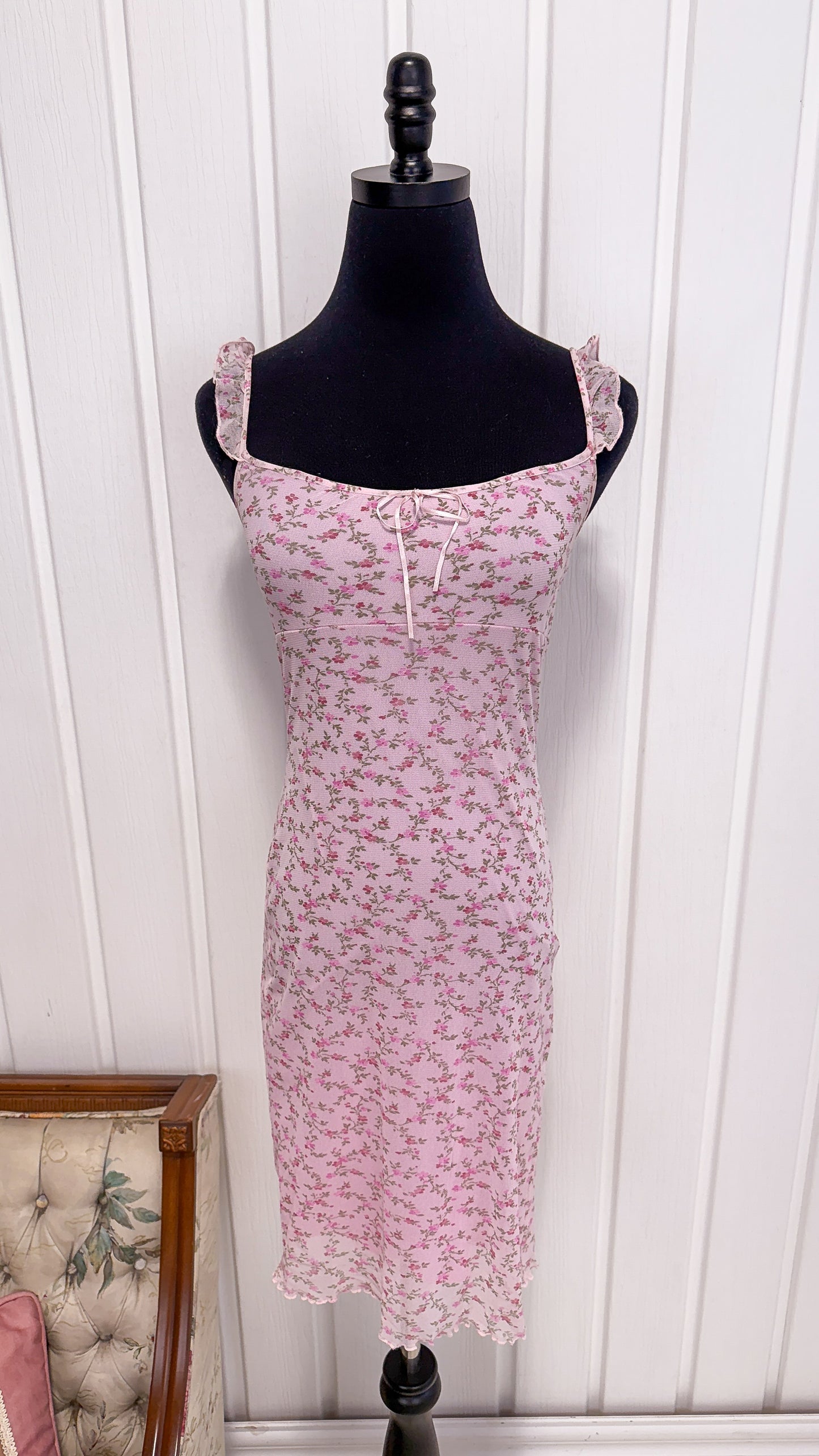 Robe rose fleurie- x-small