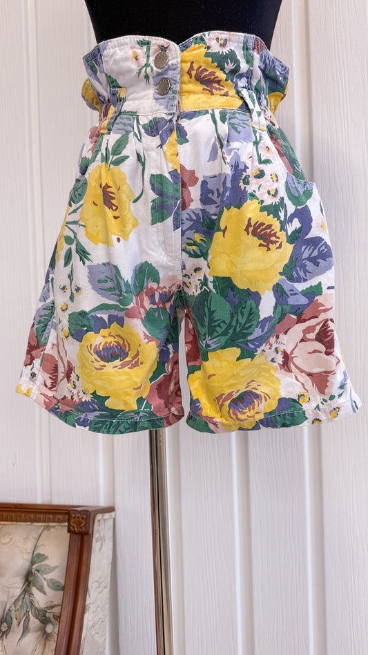 Shorts en denim fleuris - x-small