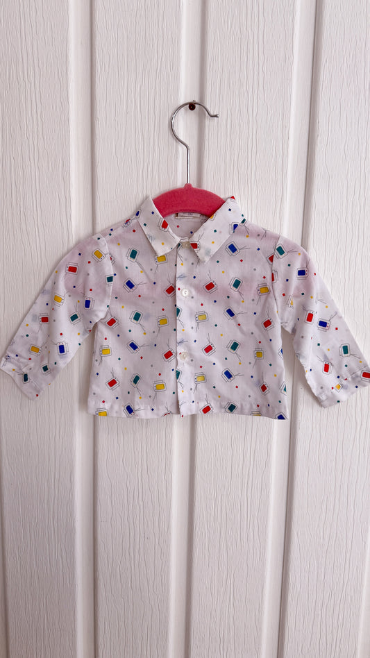 Children's - White blouse with TV patterns - 3m
