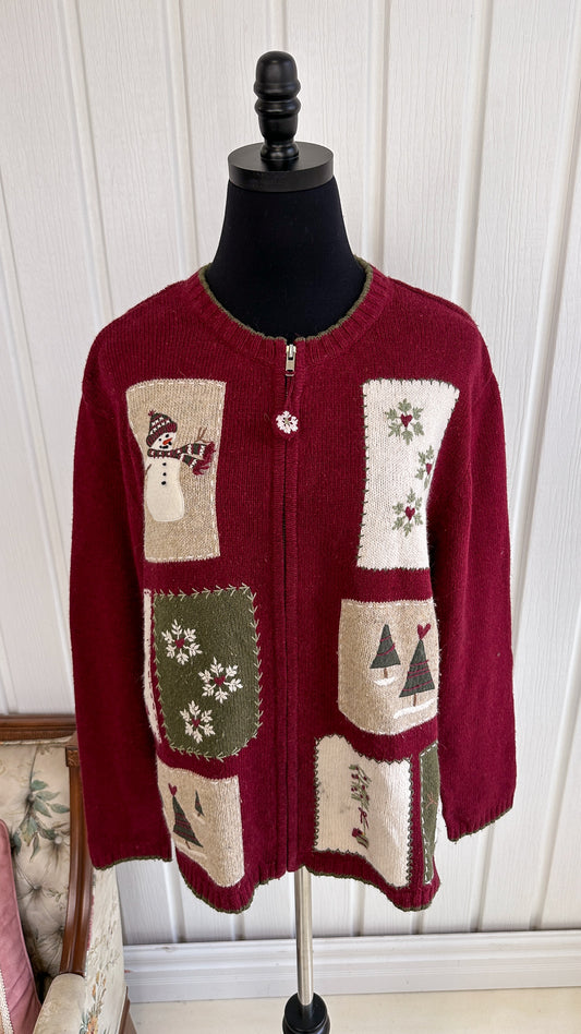 Cardigan rouge motifs hiver- x-large