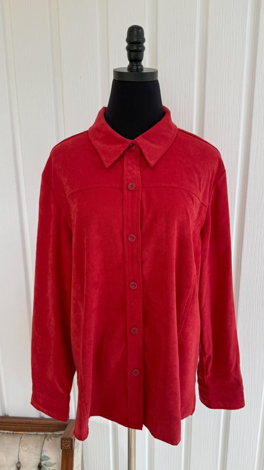 Chemisier faux suède rouge- large