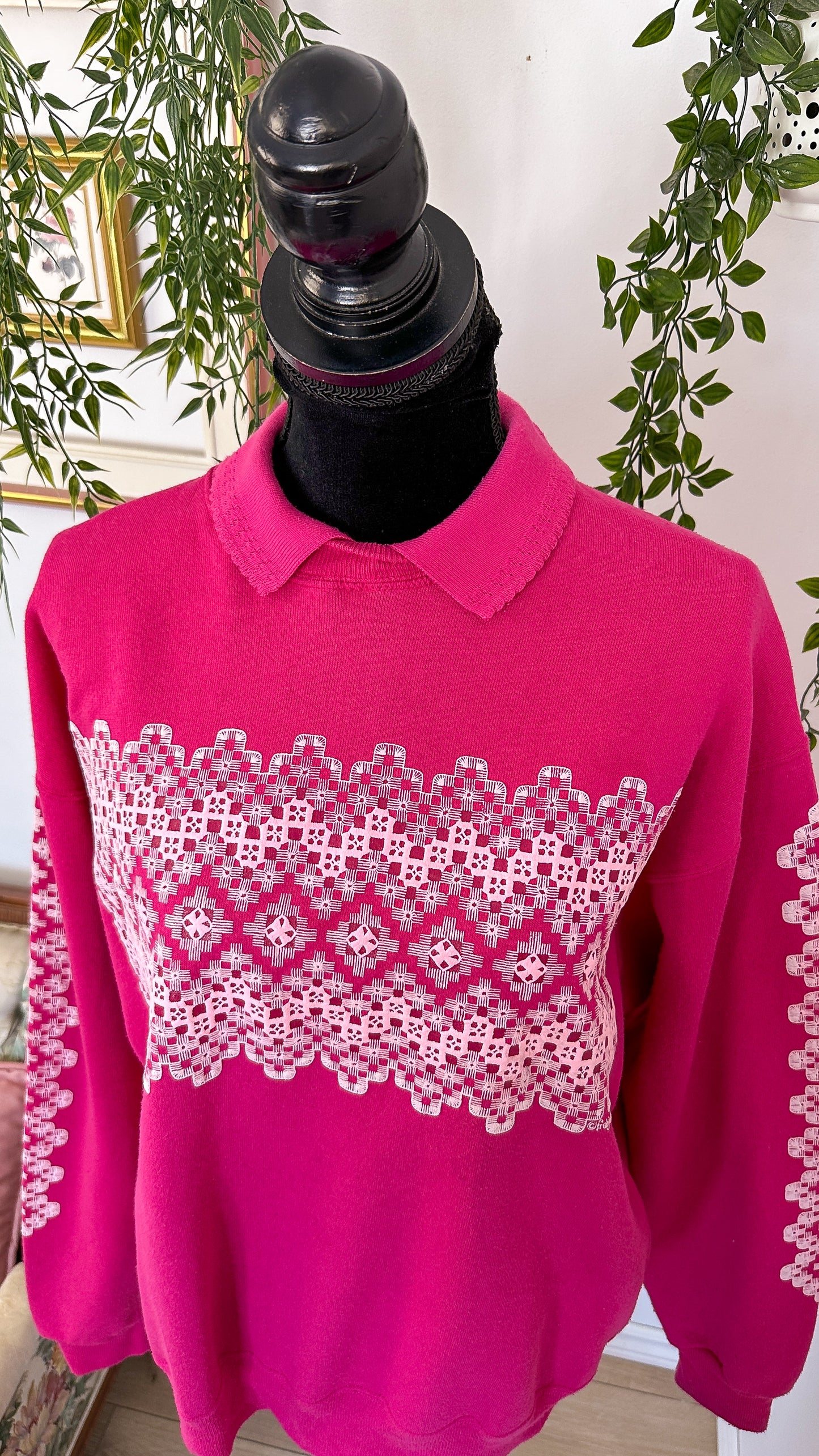 Chandail crewneck rose fuschia - large