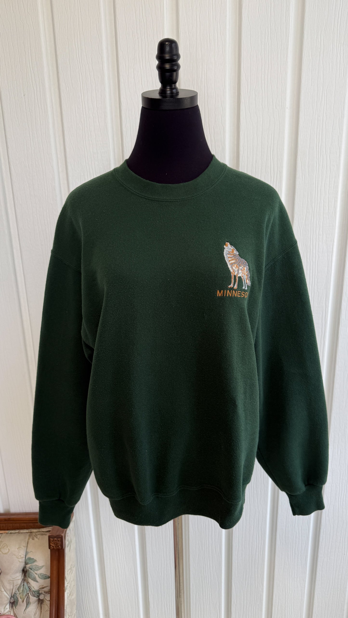 Chandail crewneck vert loup- medium