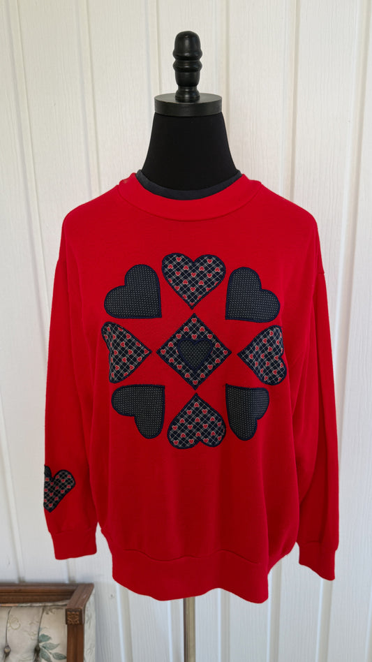 Chandail rouge coeurs- medium