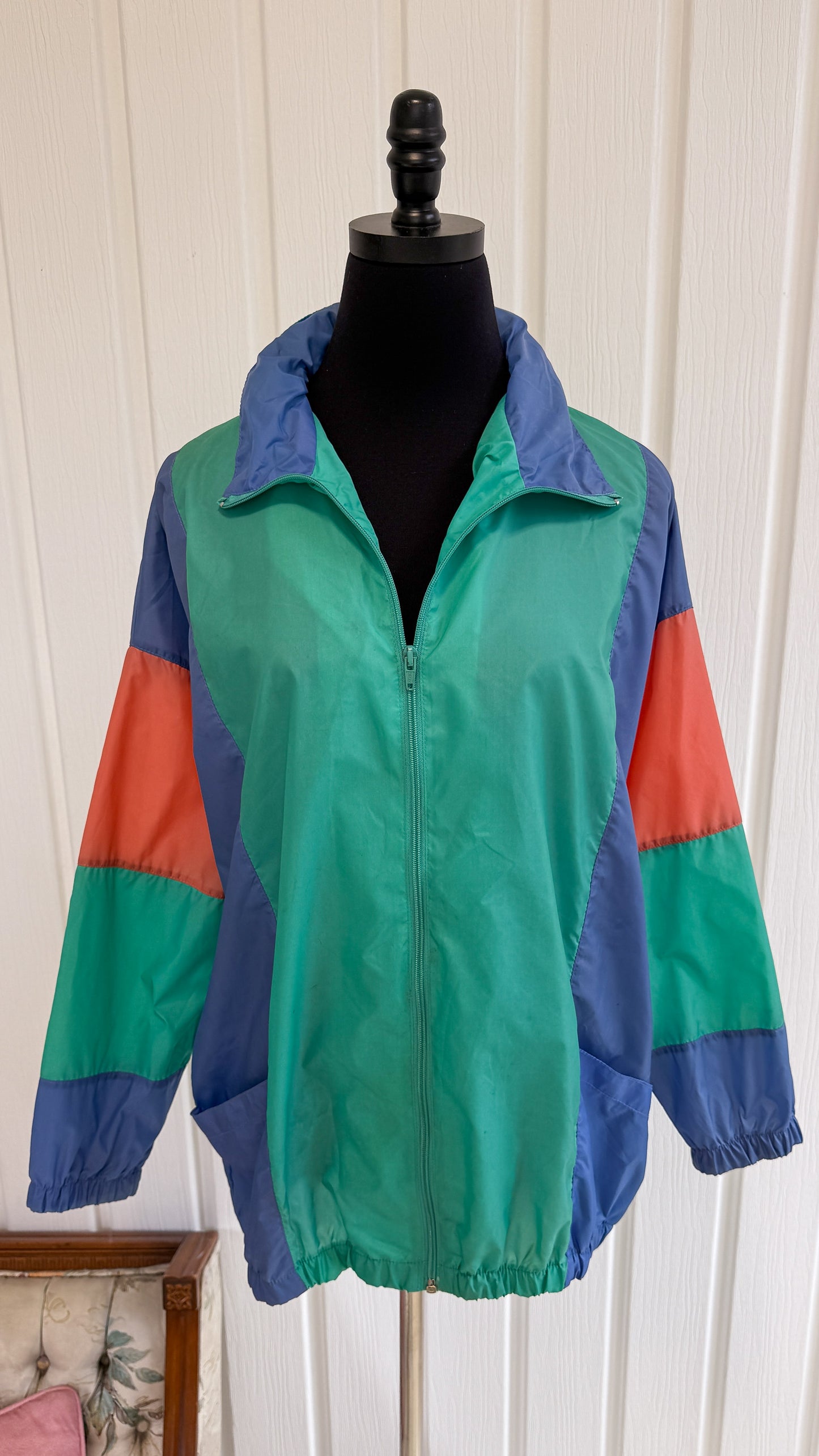 Turquoise windbreaker coat - large
