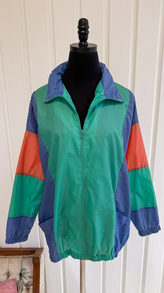 Turquoise windbreaker coat - large