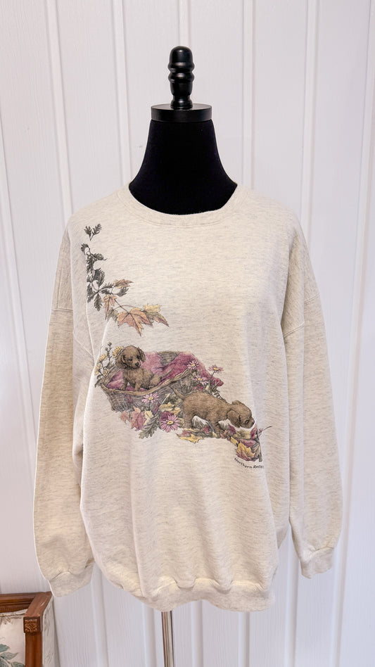 Chandail crewneck beige chiots- x-large