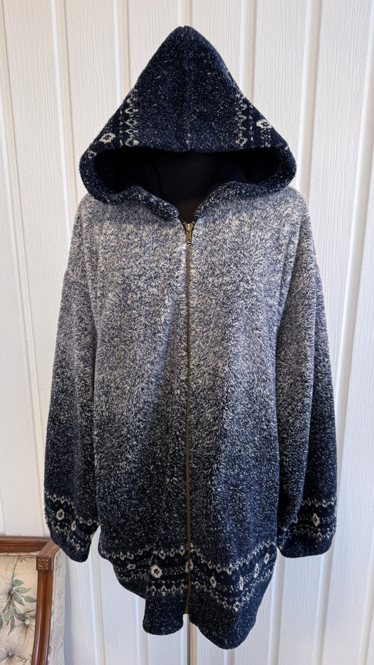 Veste en polar marine moucheté blanche- x-large