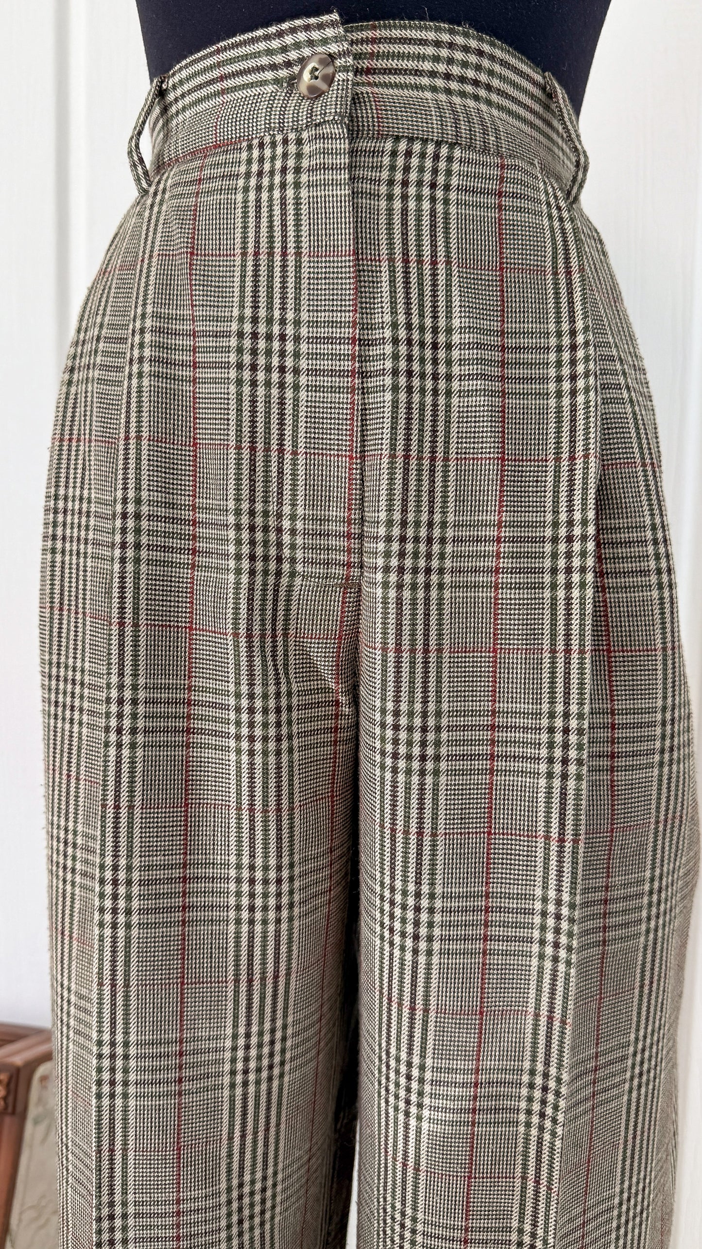 Pantalons beige carreauté rouge et vert- small