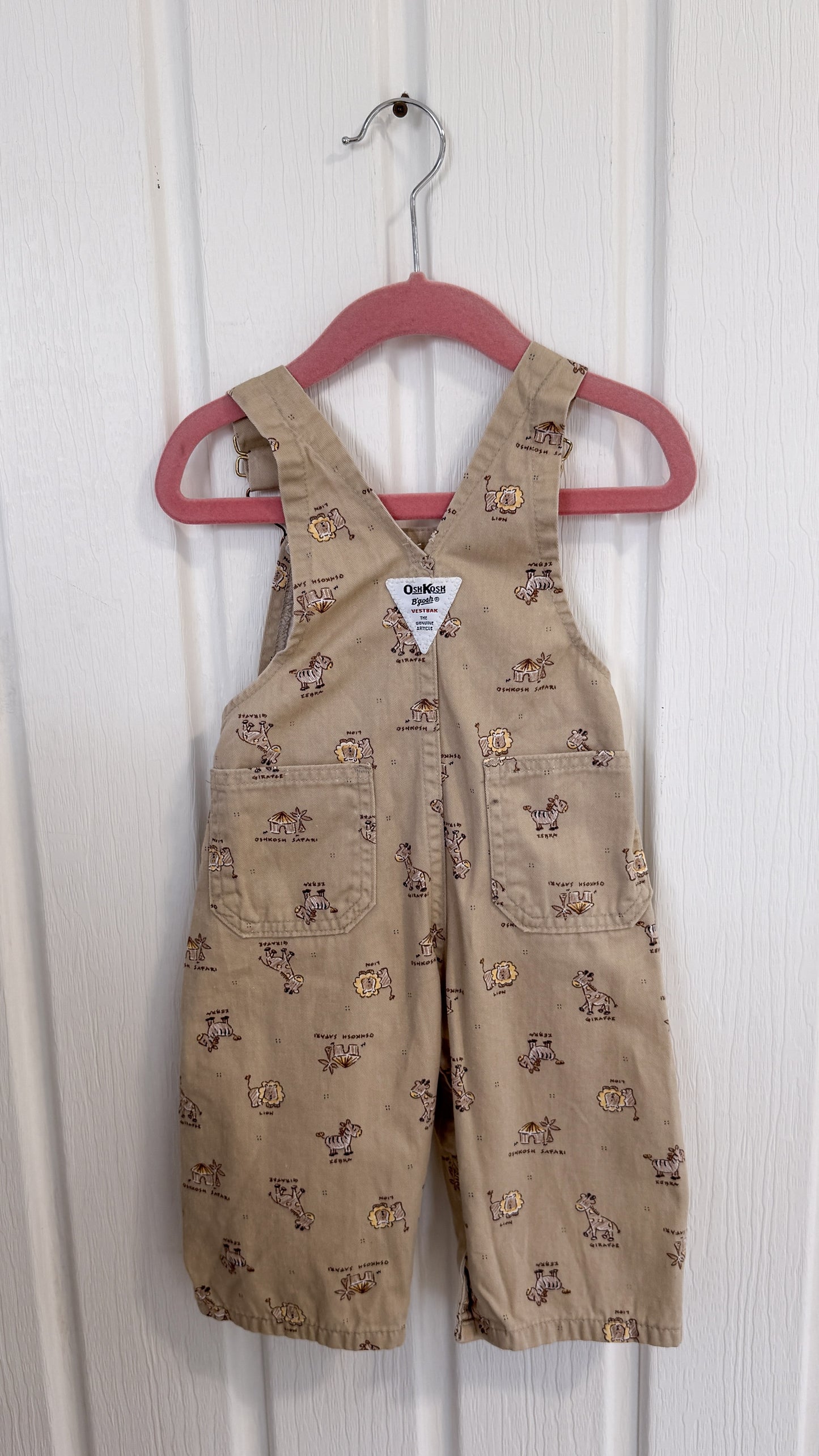 Enfants- salopette beige motifs animaux Oshkosh- 6mois