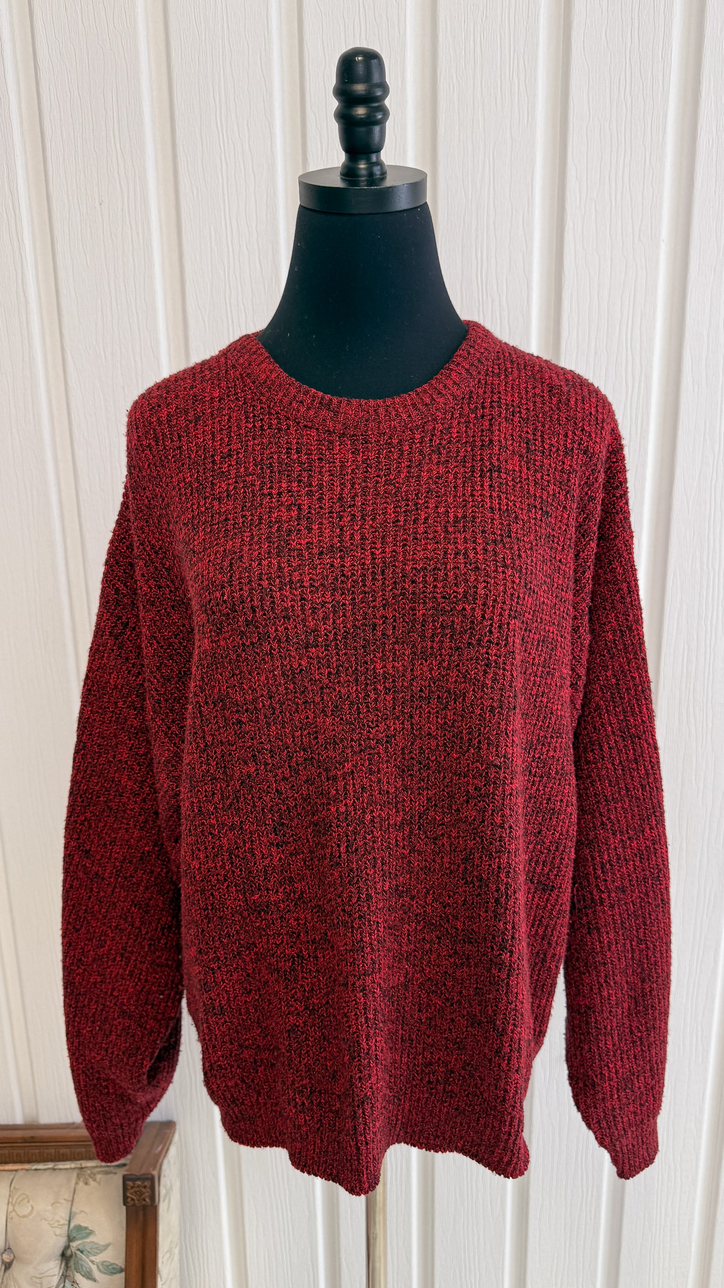 Chandail tricot rouge noucheté noir- large