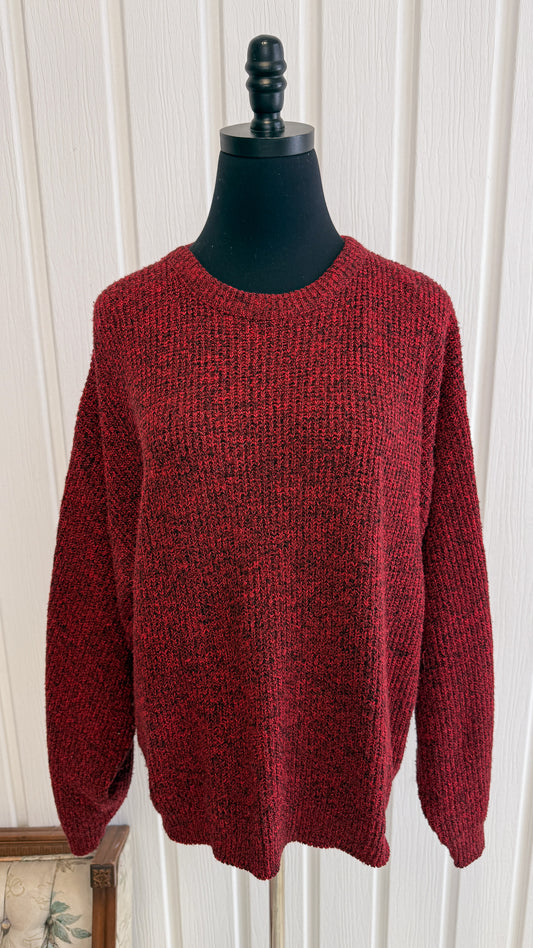 Chandail tricot rouge noucheté noir- large