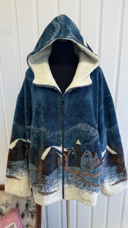 Veste en polar village enneigé- large