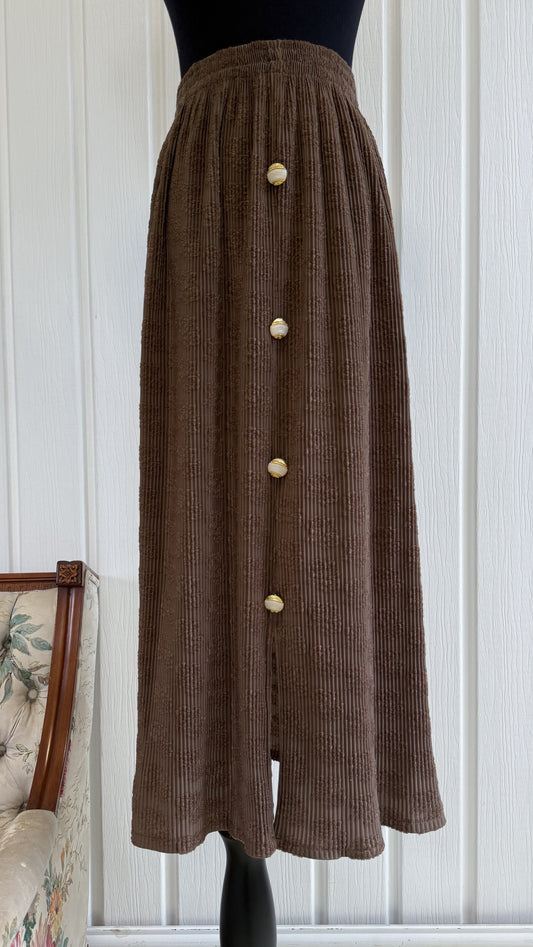 Jupe satinée brune fleurie- small