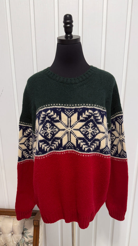 Chandail tricot rouge flocons - large