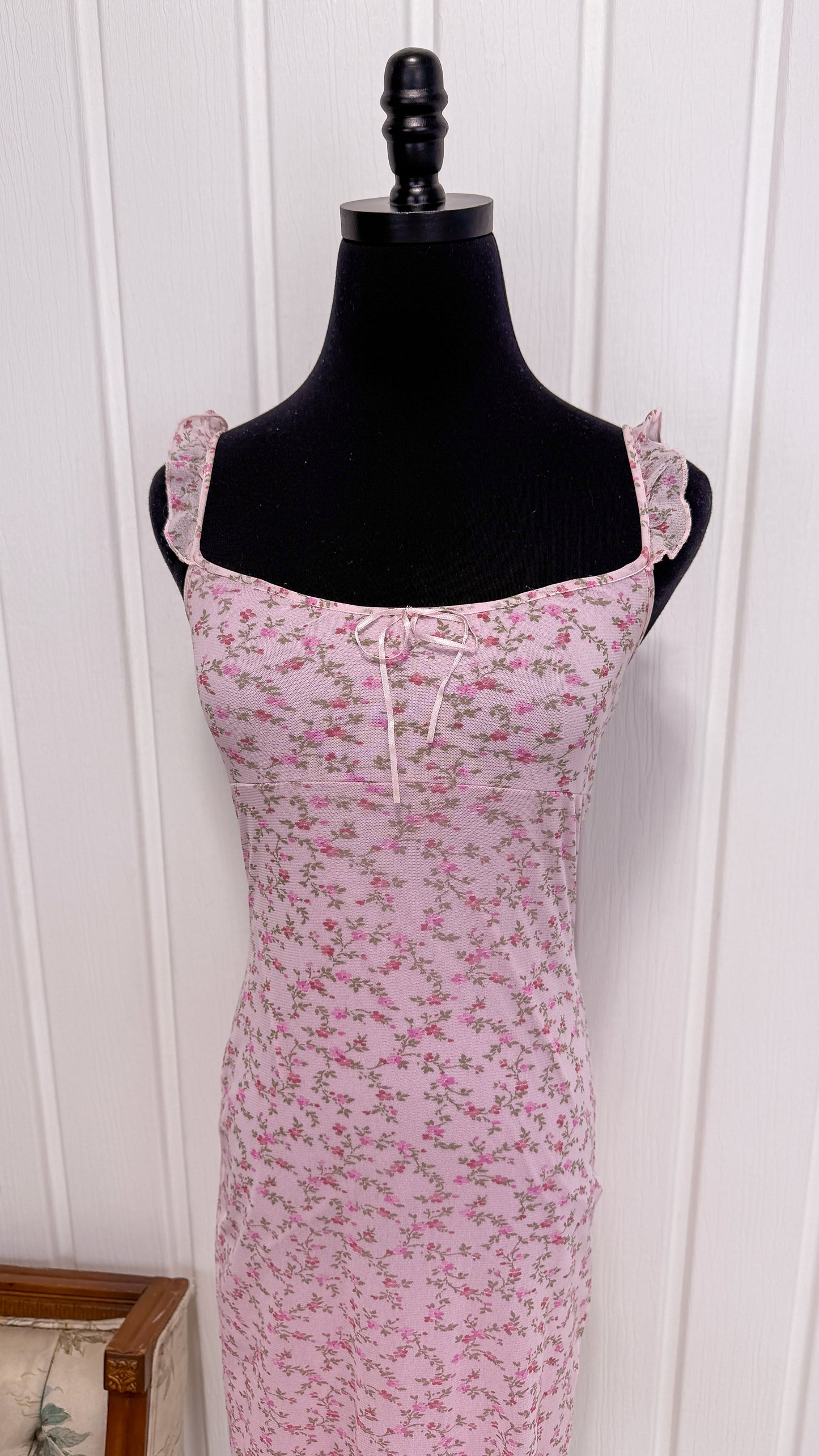 Robe rose fleurie- x-small
