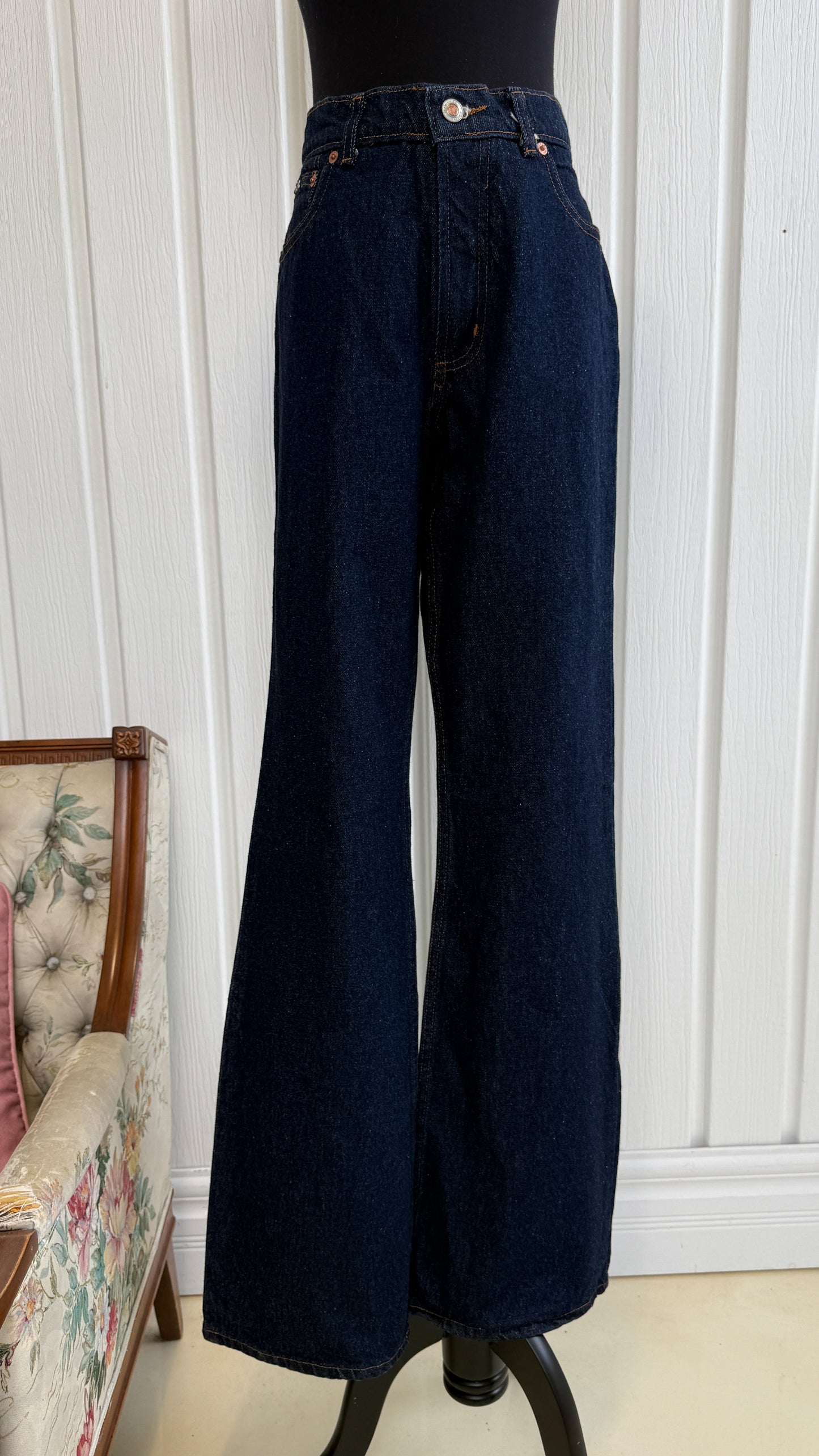 Jeans bleu foncé évasé- large