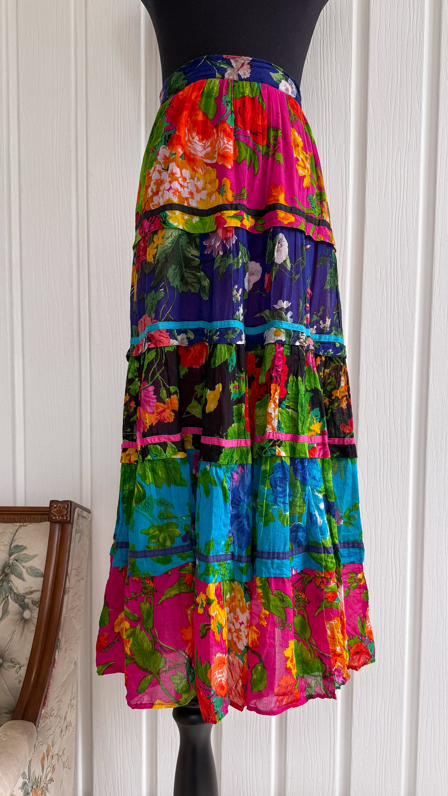 Jupe fleurie multicolore boho- large